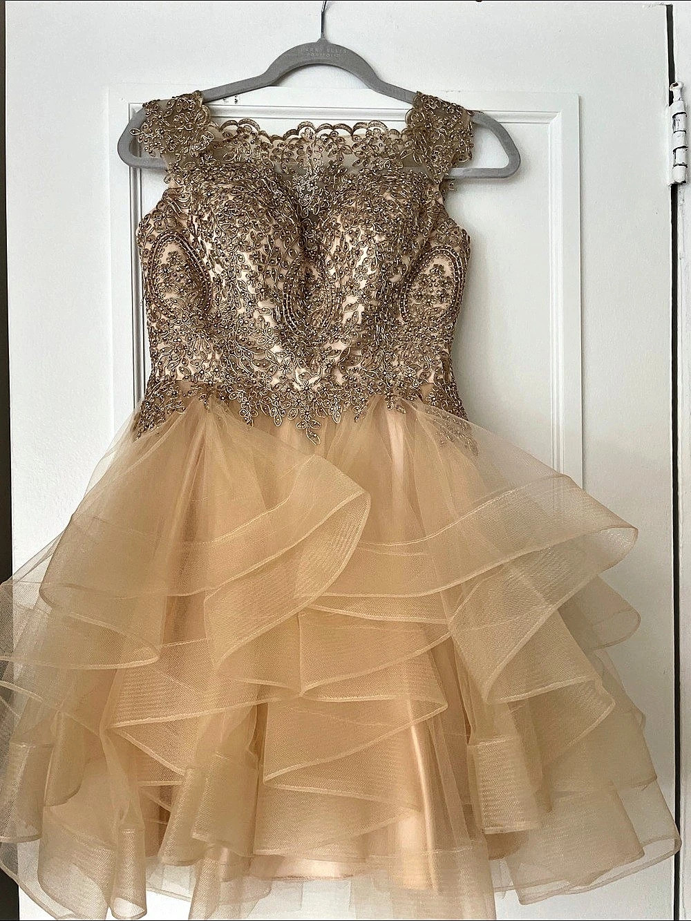Gold Embellished Mini Dress Like New